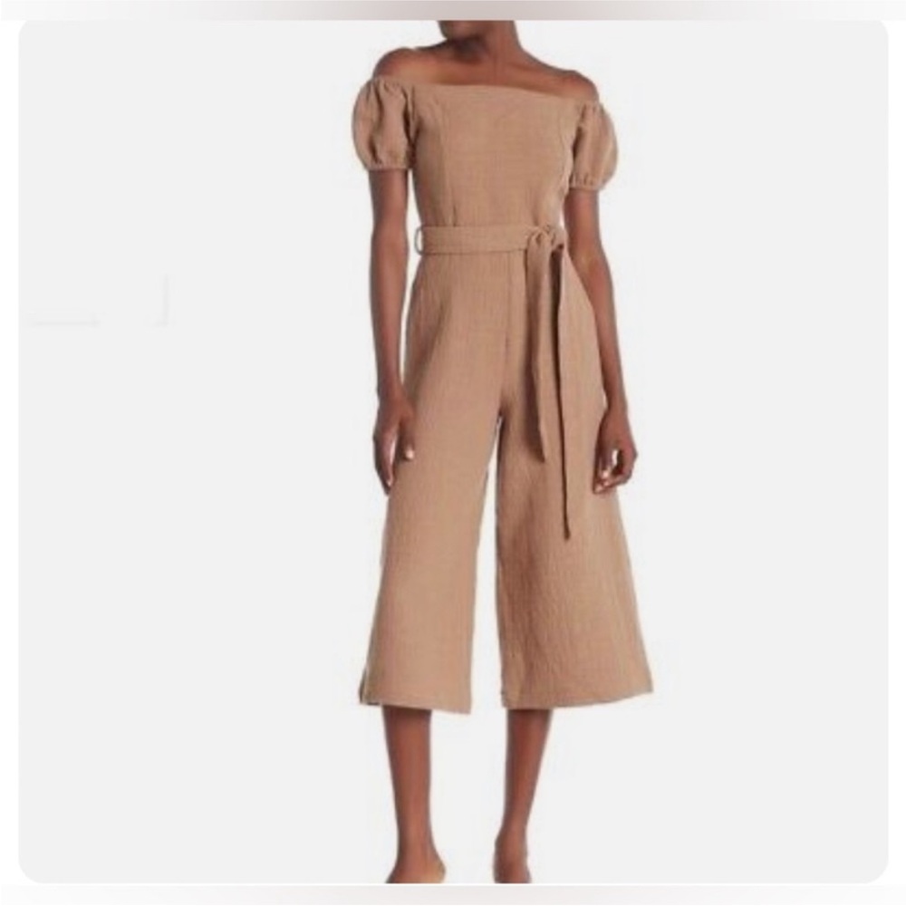 $5 CLOSET CLOSING Line & Dot Rimama Wide Leg Beige Tan Jumpsuit XS